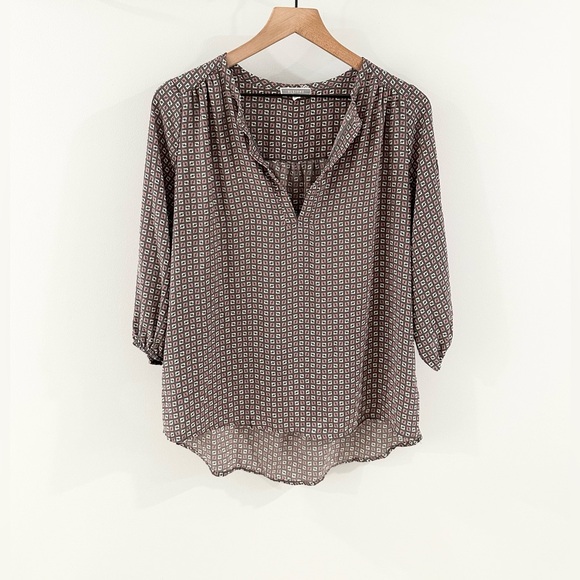 Pleione 3/4 Sleeve Split Neck Blouse Gray Size Small - Picture 1 of 5